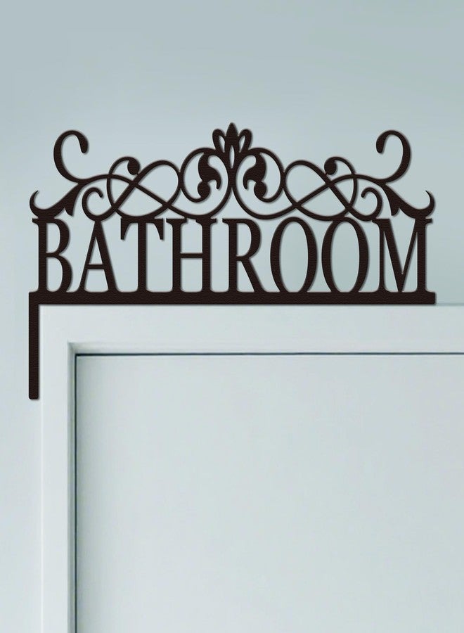 CUTHOLLOW Floral Lace Bathroom Door Topper Sign Wall Art Decor, 11.8"x5.9" Metal Unique Vintage Hanging Above Door Frame Corner Accent for Modern Home Rest Room Toilet, Best Gift for Housewarming - Image 1